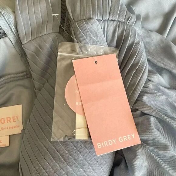 Birds Grey ELSYE DUSTY BLUE Mesh Maxi Women’s Bridesmaid  Gown SZ 2XL #1655 - Picture 12 of 16